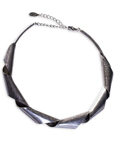 8 Other Reasons Rhodium Plated Twisted Choker Necklace - Metallic