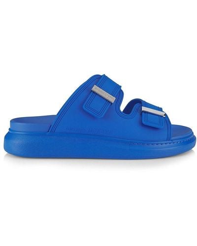 Alexander McQueen Rubber Buckle Slide Sandals - Blue