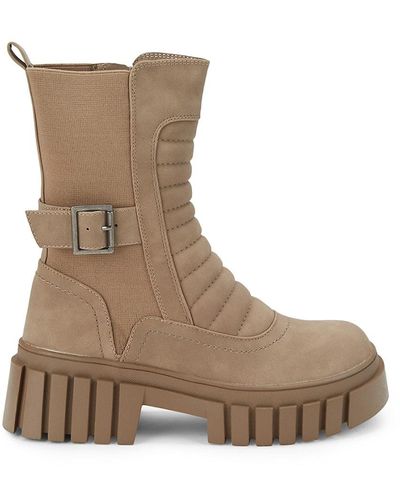 MIA Rydel Quilted Leather Ankle Boots - Brown