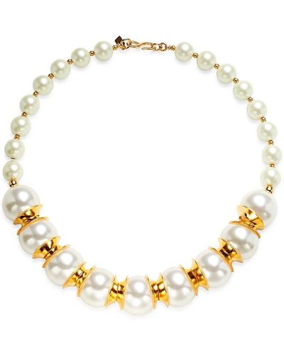 Kenneth Jay Lane Goldplated Cap Glass Pearl Necklace/20'' - Metallic