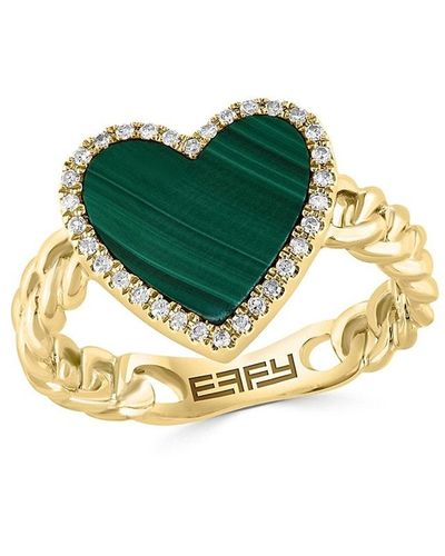 Effy 14K, Malachite & Diamond Ring - Green