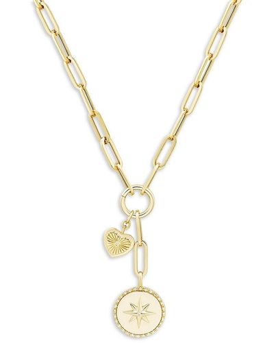 Saks Fifth Avenue 14K & 0.1 Tcw Diamond Lariat Necklace - Metallic