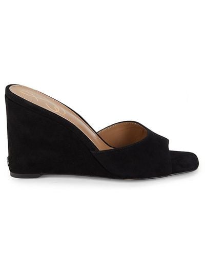 Sam Edelman Merrick Suede Wedge Sandals - Black