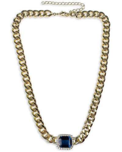CZ by Kenneth Jay Lane Look Of Real 14K Goldplated Cubic Zirconia Cut Curb Chain Necklace - Metallic