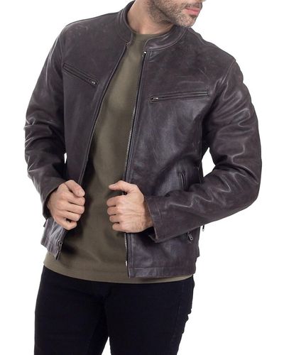 Frye Leather Biker Jacket - Grey