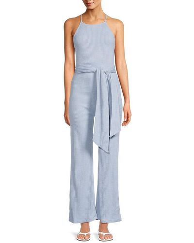 Jonathan Simkhai Reyna Belted Ribbed Jumpsuit - Blue