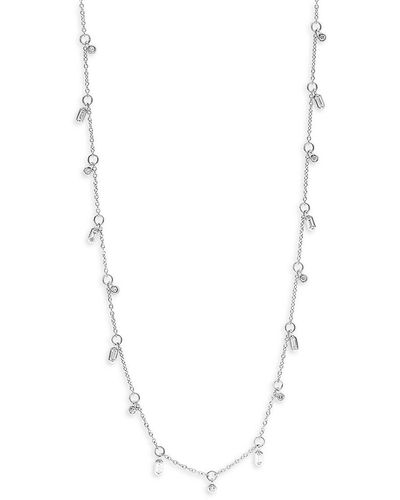 Effy 14k White Gold 0.37 Tcw Diamond Station Charm Necklace