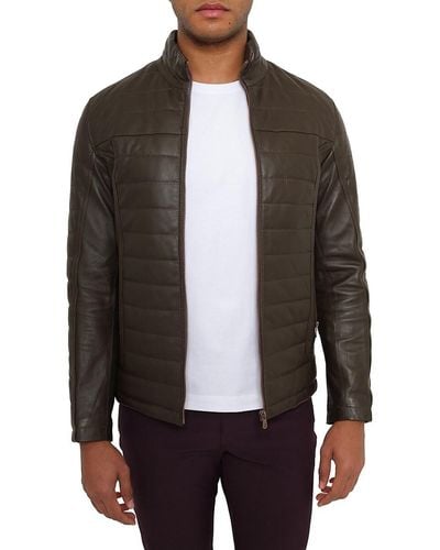 PINOPORTE Dino Stand Collar Leather Jacket - Gray