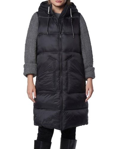 Andrew Marc Kerr Long Quilted Puffer Vest - Black
