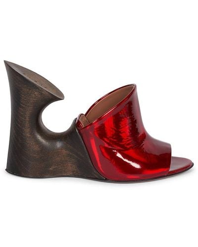 Alaïa Sculpted Leather Mules - Red