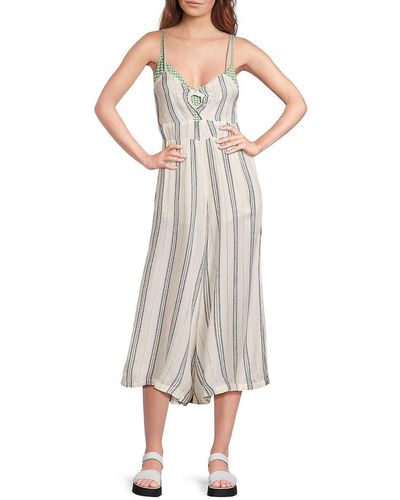 Surf Gypsy Striped Cutout Jumpsuit - White