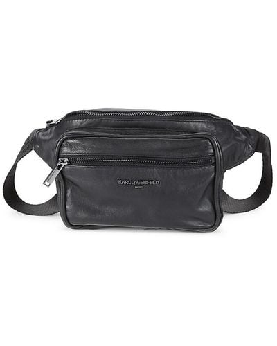 Karl Lagerfeld Leather Belt Bag - Black