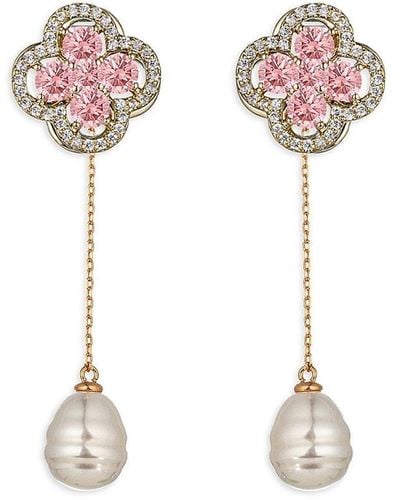 Eye Candy LA Luxe Deoborah 18K Goldplated & Cubic Zirconia Dangle Earrings - Pink