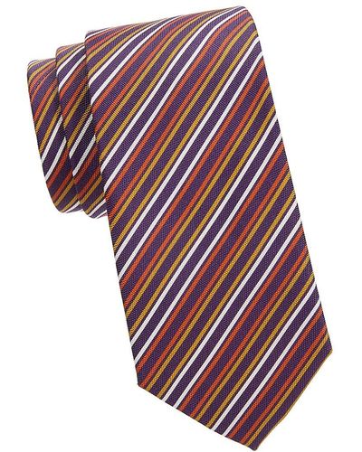 Brioni Striped Silk Tie - Purple