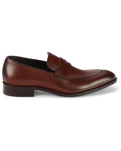 Johnston & Murphy Langford Leather Penny Loafers - Brown