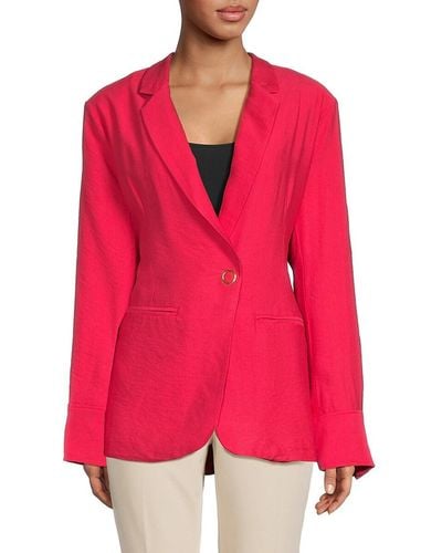 Ellen Tracy Single Breasted Grommet Jacket - Red