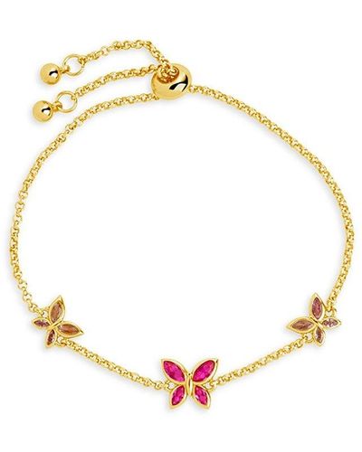 Sterling Forever Caria 14K Goldplated & Cubic Zirconia Butterfly Bolo Bracelet - Metallic