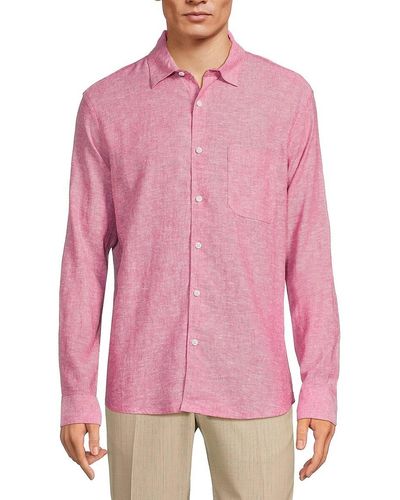 Saks Fifth Avenue 'Linen Blend Button Down Shirt - Pink