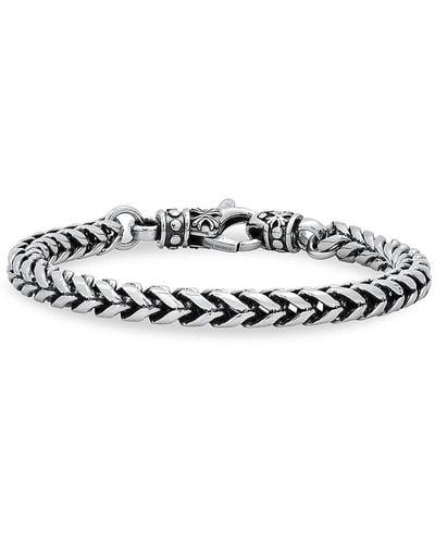 Anthony Jacobs Stainless Steel Wheat Chain Bracelet - White