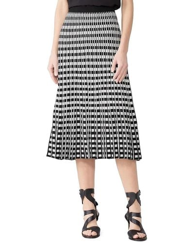 10 Crosby Derek Lam Pleated Check Midi Skirt - Black