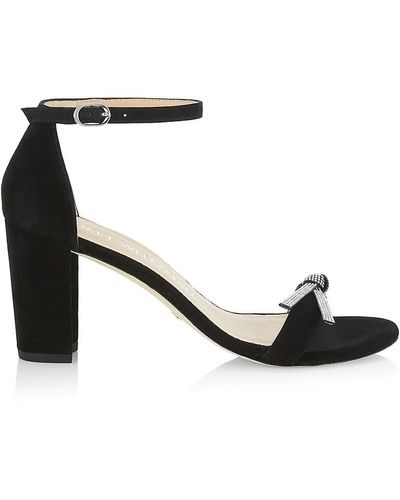 Stuart Weitzman Nearlynude Suede Block-heel Sandals - Black