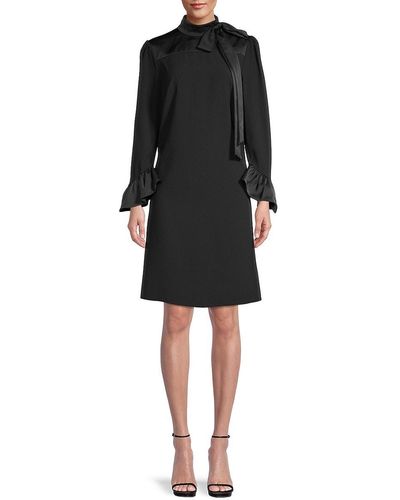 Mikael Aghal Tie-neck A-line Dress - Black