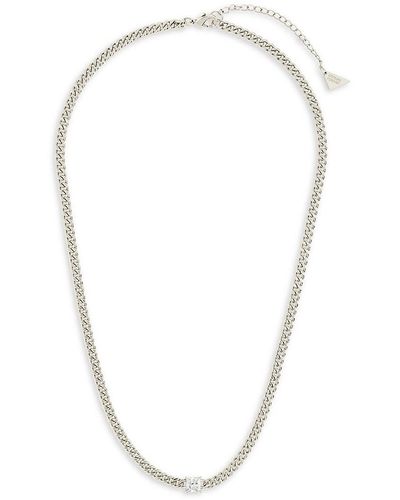 Sterling Forever Rhodium Plated & Cubic Zirconia Curb Chain Necklace - White