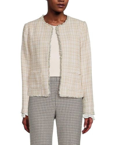 Nanette Lepore Frayed Tweed Blazer - White