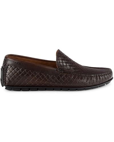 To Boot New York Bahama Woven Leather Driving Loafers - Brown