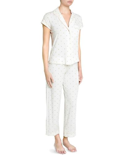 Eberjey Giving Palm 2-piece Cropped Pajama Set - White