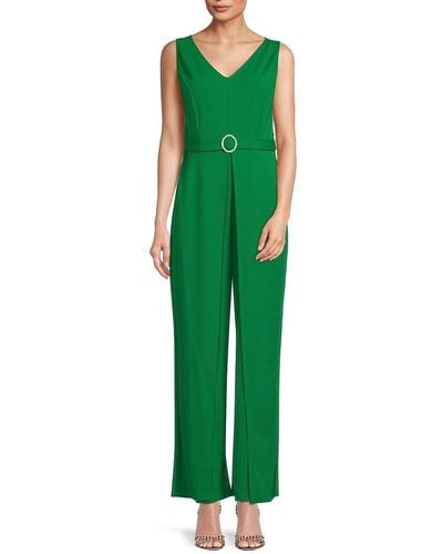 Marina V Neck Belted Jumpsuit - Green