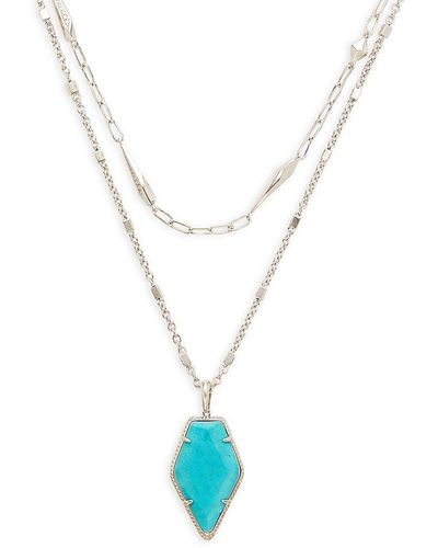 Kendra Scott Silverplated & Variegated Turquoise Magnesite Layered Pendant Necklace - Blue