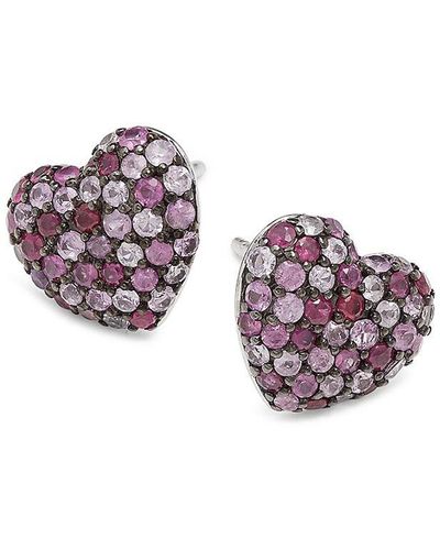 Effy ENY Sterling Silver & 0.54 Tcw Ruby Heart Earrings - Purple