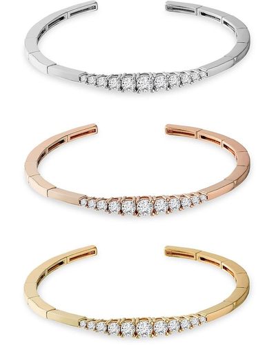 CZ by Kenneth Jay Lane Look Of Real 3-piece 14k Goldplated Flex Bracelet Set - White