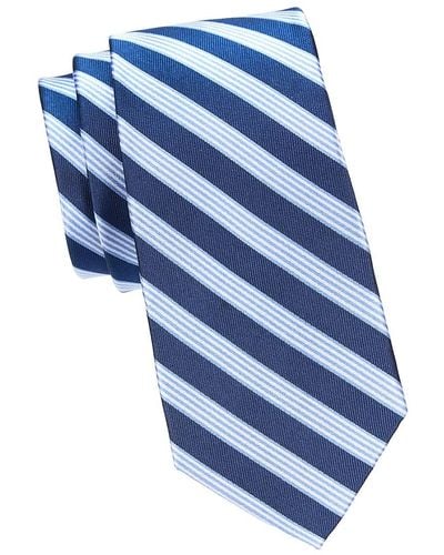 Saks Fifth Avenue Striped Silk Tie - Blue