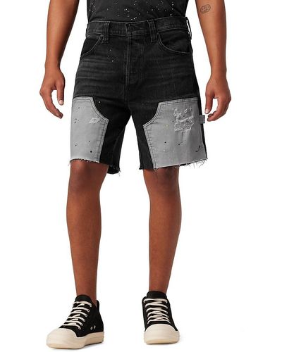 Hudson Jeans Carpenter Two Tone Distressed Denim Shorts - Black