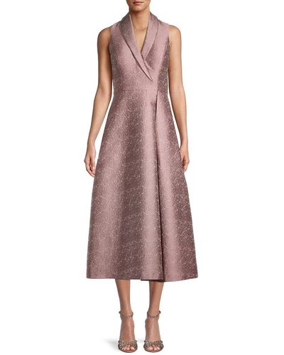 Kay Unger Whitney Jacquard Tea Length Dress - Pink