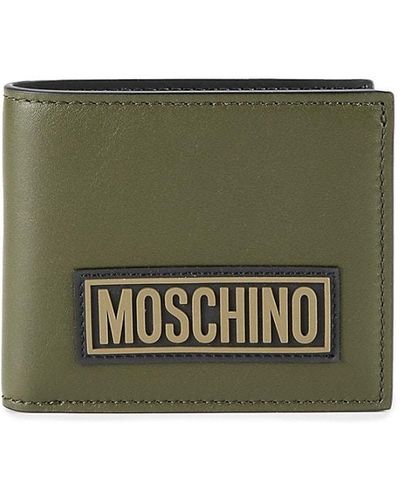 Moschino Logo Leather Bifold Wallet - Green