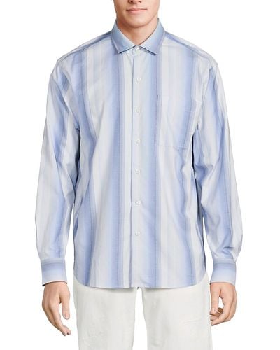 Tommy Bahama Lazlo Lux Striped Silk Blend Shirt - Blue
