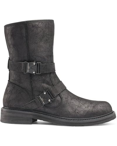 Karl Lagerfeld Faux Shearling Lined Double Buckle Winter Boots - Black
