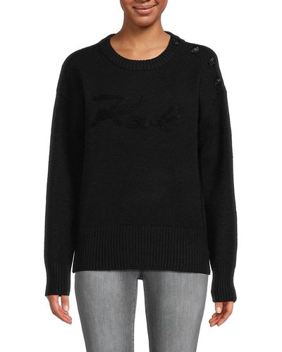Karl Lagerfeld Drop Shoulder Logo Sweater - Black