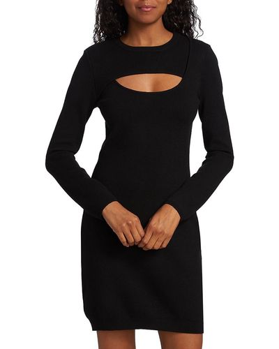 Monrow Supersoft Knit Cut Out Dress - Black