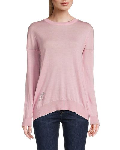 Zadig & Voltaire Cici Star Patch Merino Wool Sweater - Pink