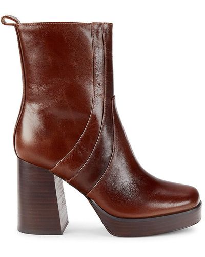Marc Fisher Mlmarra Leather Ankle Boots - Brown