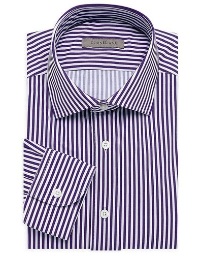 Corneliani Striped Long Sleeve Tech Shirt - Purple