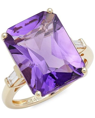 Effy 14k Yellow Gold, Amethyst & Diamond Ring/size 7 - Purple