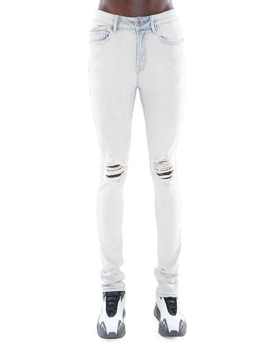 Cult Of Individuality High Rise Super Skinny Distressed Jeans - White