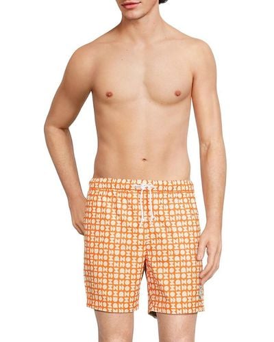 Original Penguin Print Swim Shorts - Orange