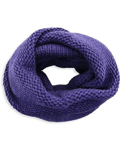 Portolano Chunky Knit Wool Blend Infinity Scarf - Blue