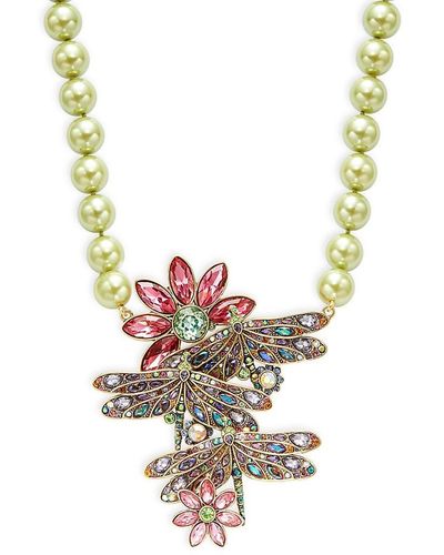 Heidi Daus Ox-Plated Goldtone, Czech Crystals, Glass & Faux Pearl Dragonfly Necklace - Multicolour